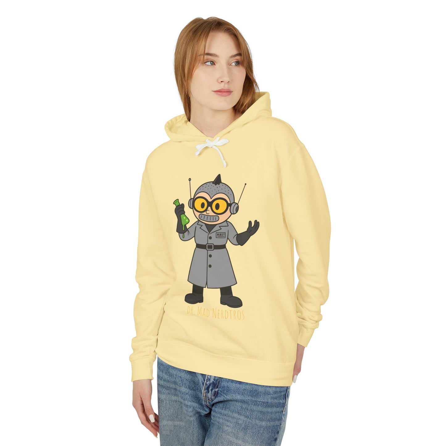 Dr. Mad Nerdtros (Grey) Unisex Lightweight Hooded Sweatshirt
