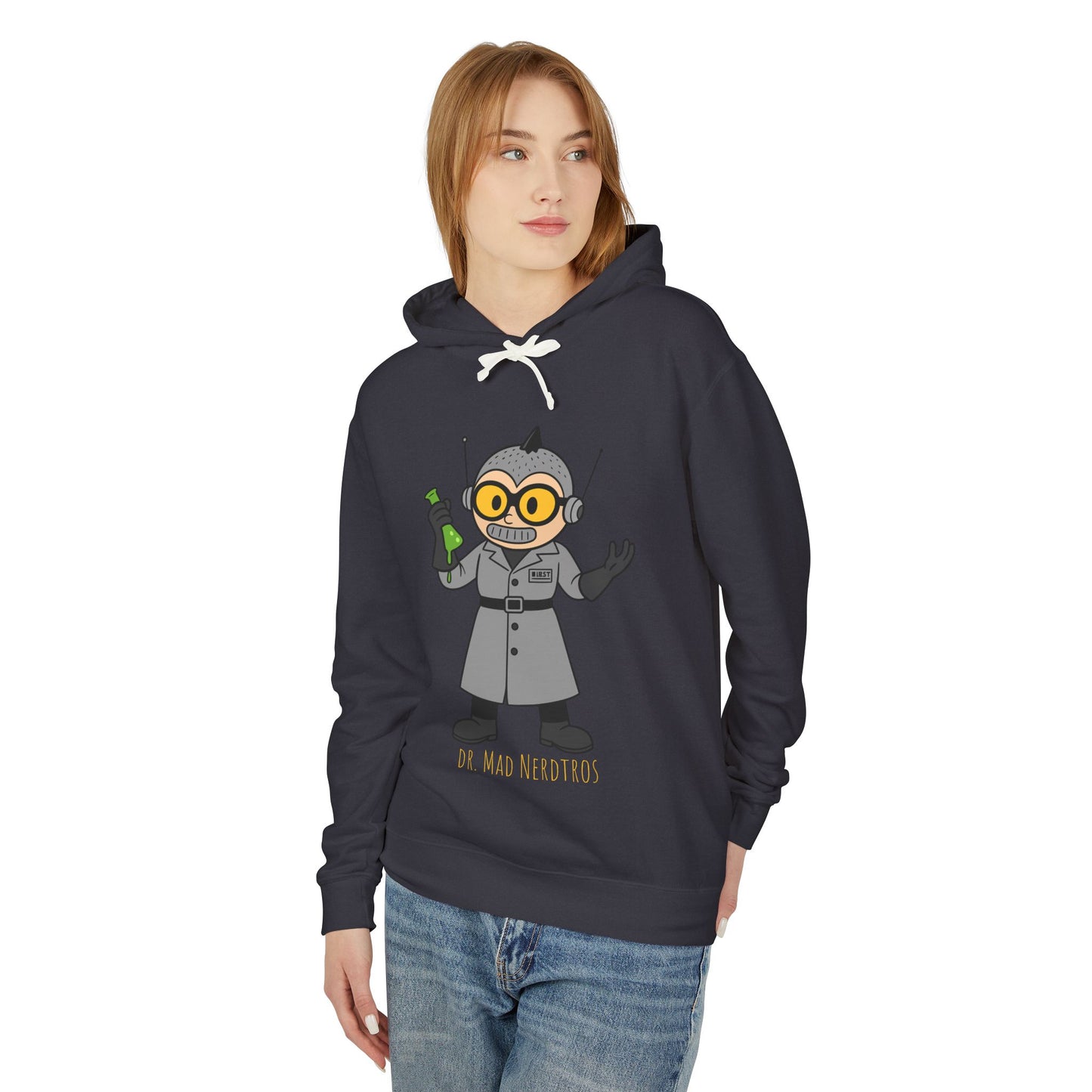 Dr. Mad Nerdtros (Grey) Unisex Lightweight Hooded Sweatshirt