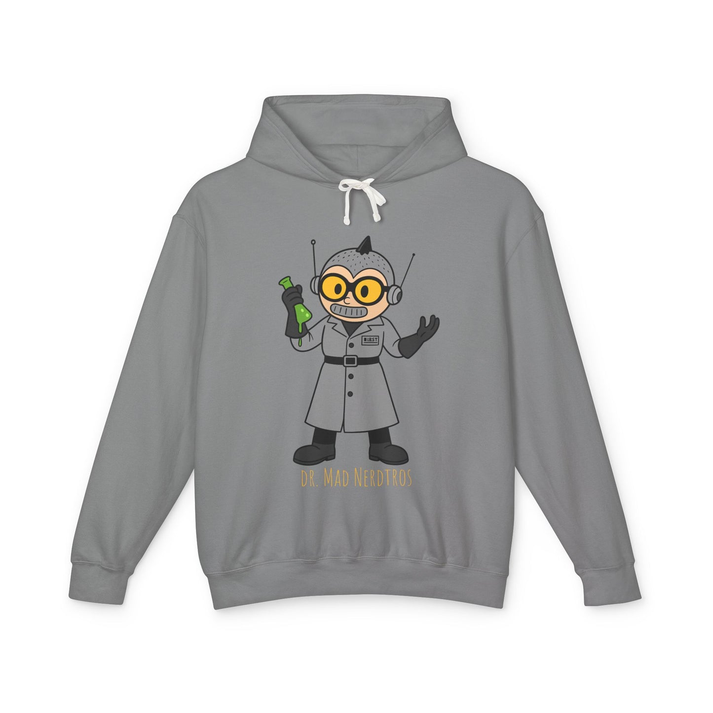 Dr. Mad Nerdtros (Grey) Unisex Lightweight Hooded Sweatshirt