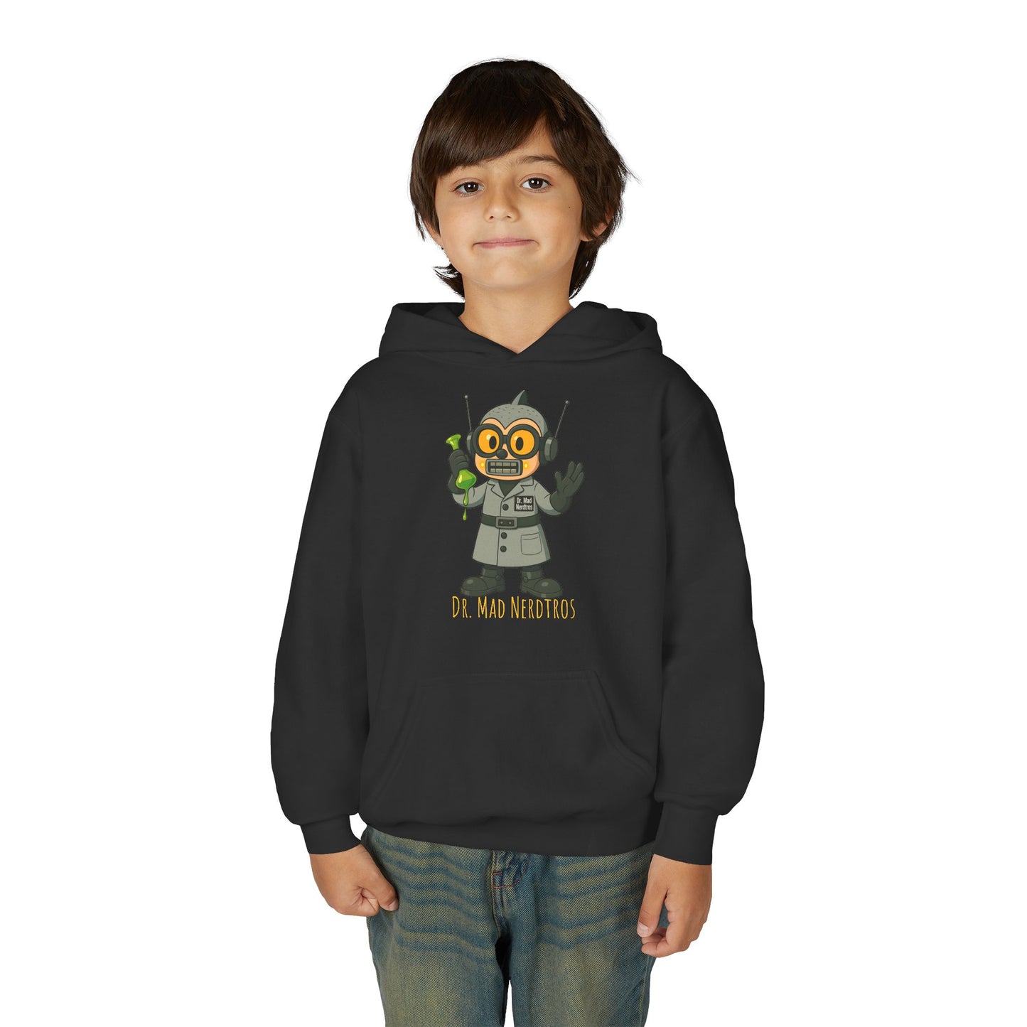 (1# Dr. Mad Nerdtros Youth Heavy Blend Hooded Sweatshirt