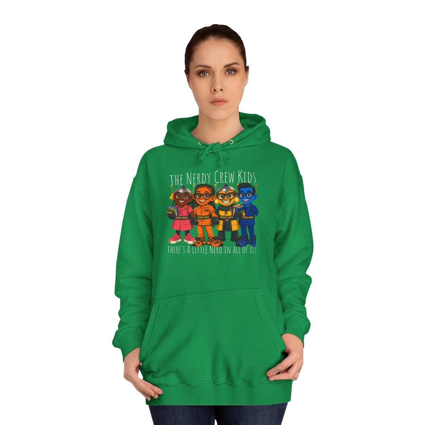 (1# The Nerdy Crew Kids”) Adult Unisex College Hoodie
