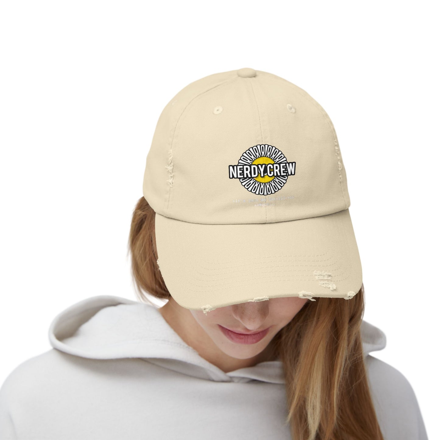 (“Mad Nerdtros official”) Unisex Distressed Cap