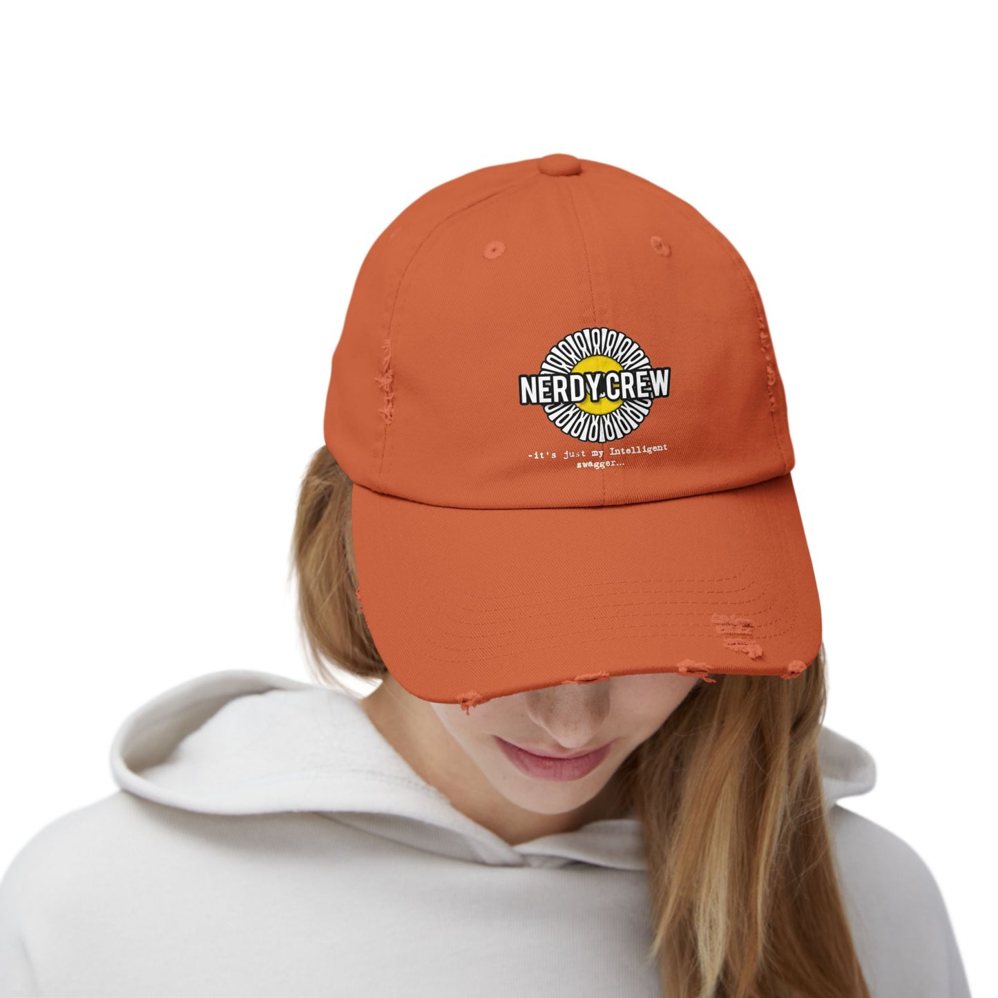 (“Mad Nerdtros official”) Unisex Distressed Cap
