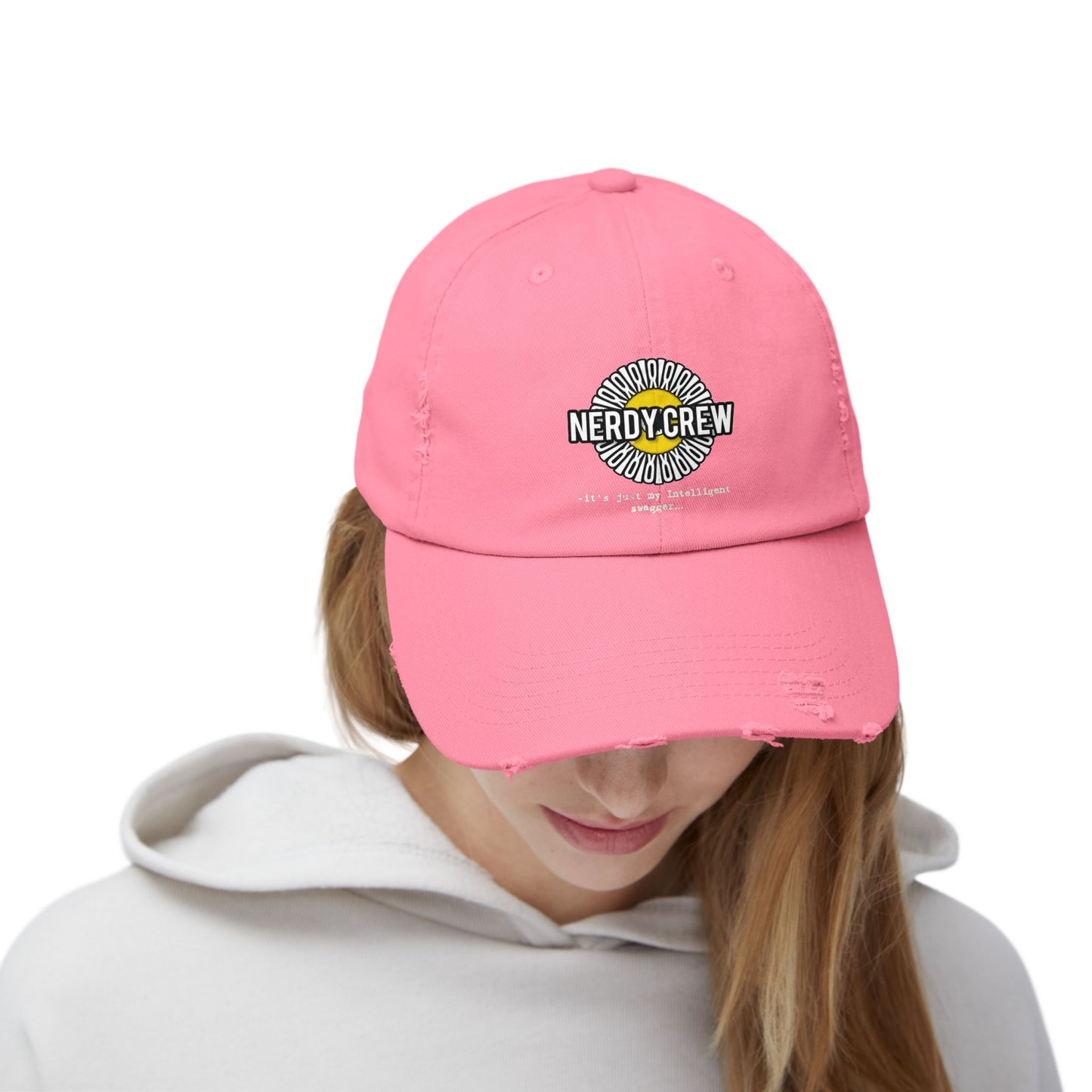 (“Mad Nerdtros official”) Unisex Distressed Cap
