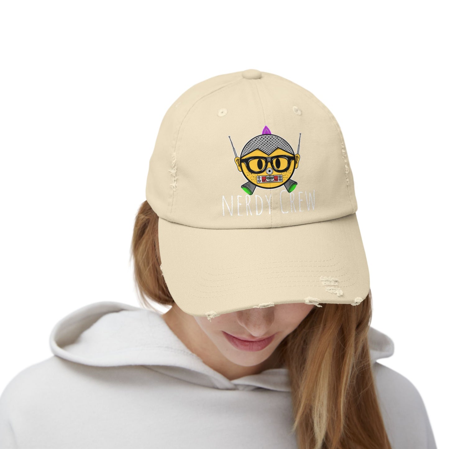(“Nerdy Crew Supreme”) Unisex Distressed Cap