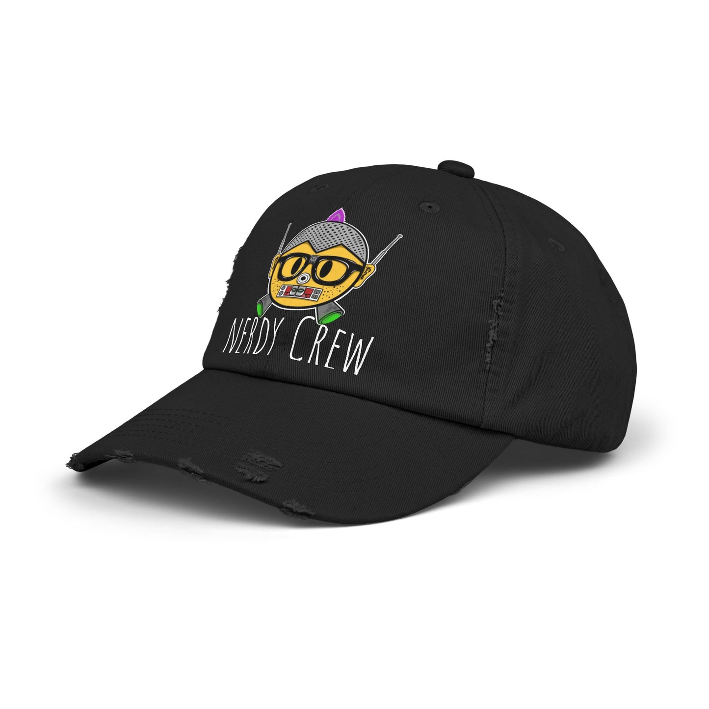 (“Nerdy Crew Supreme”) Unisex Distressed Cap
