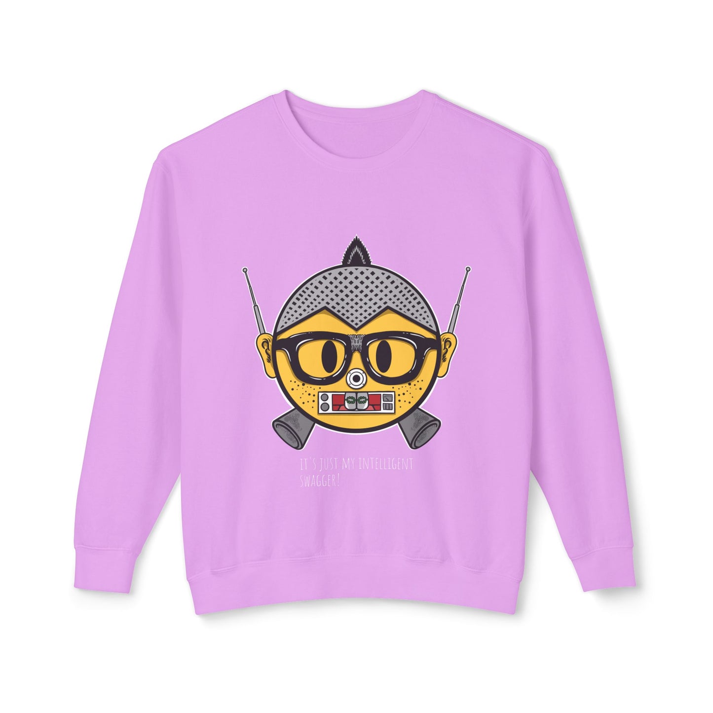 (“Mad Nerdtros”) # 1 Purple Unisex Lightweight Crewneck Sweatshirt