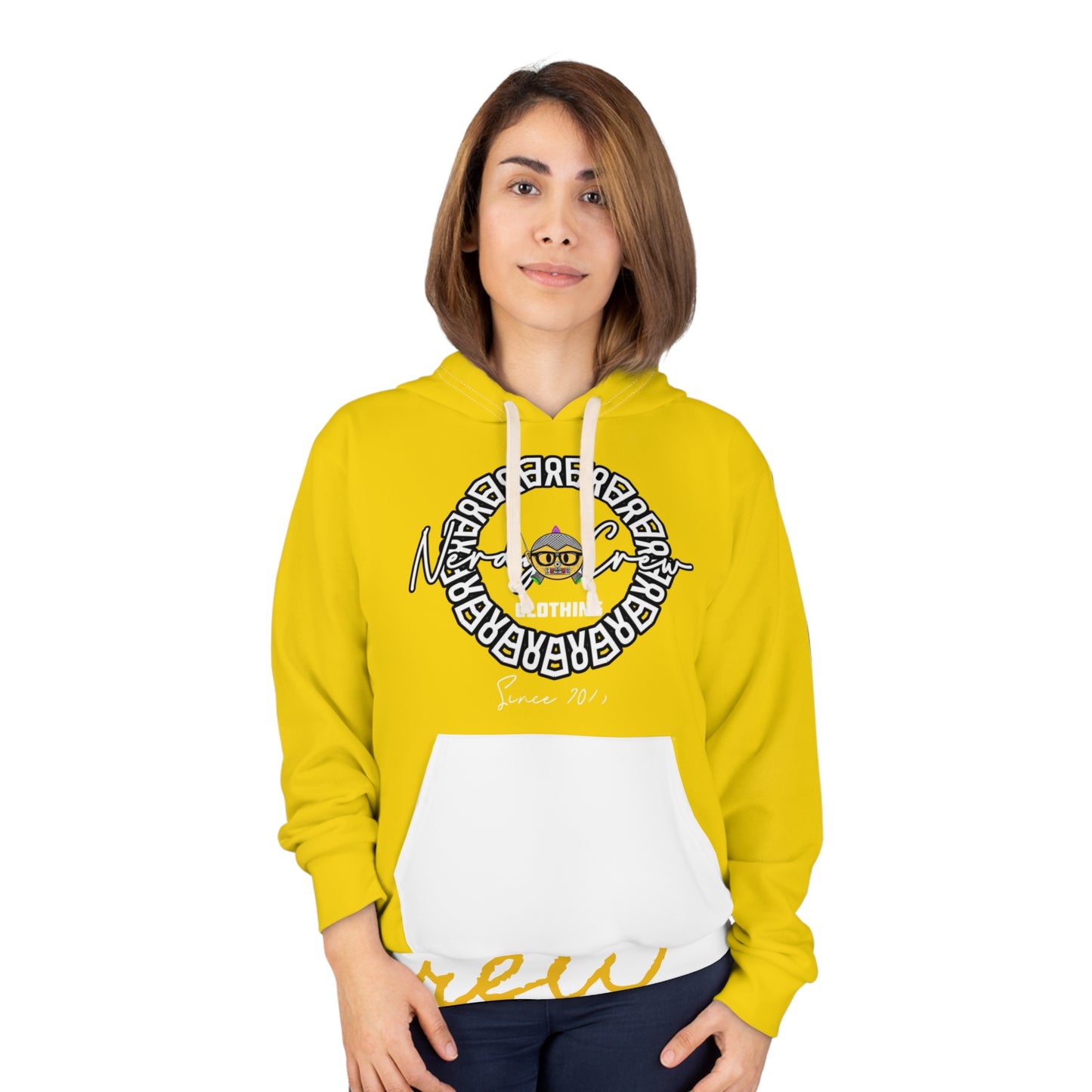 Nerdy Mustard Unisex Pullover Hoodie (AOP)