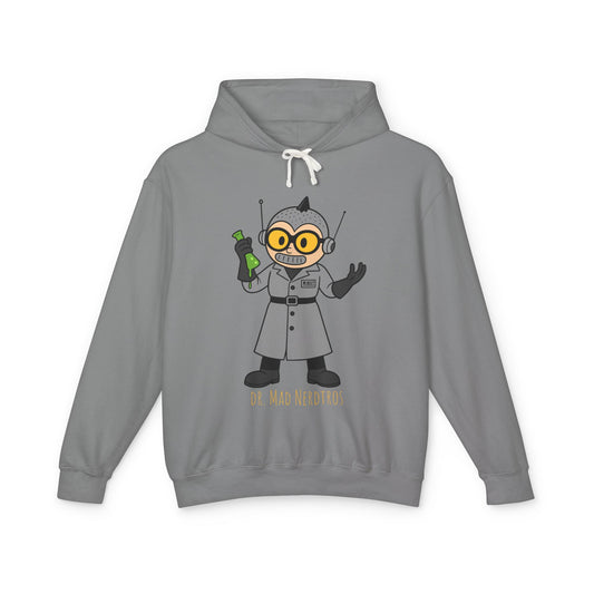 Dr. Mad Nerdtros (Grey) Unisex Lightweight Hooded Sweatshirt