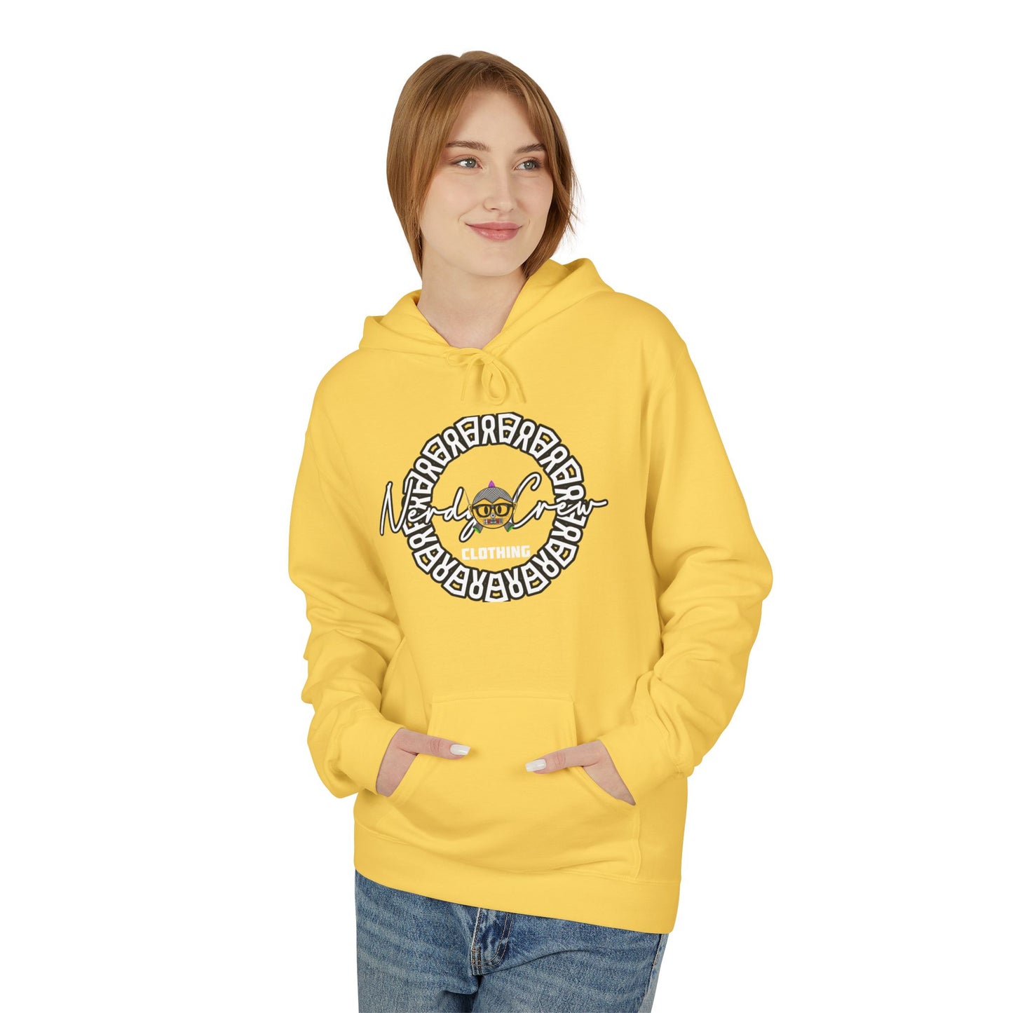 (“Nerdy Crew”) (Yellow) Unisex Midweight Softstyle Fleece Hoodie