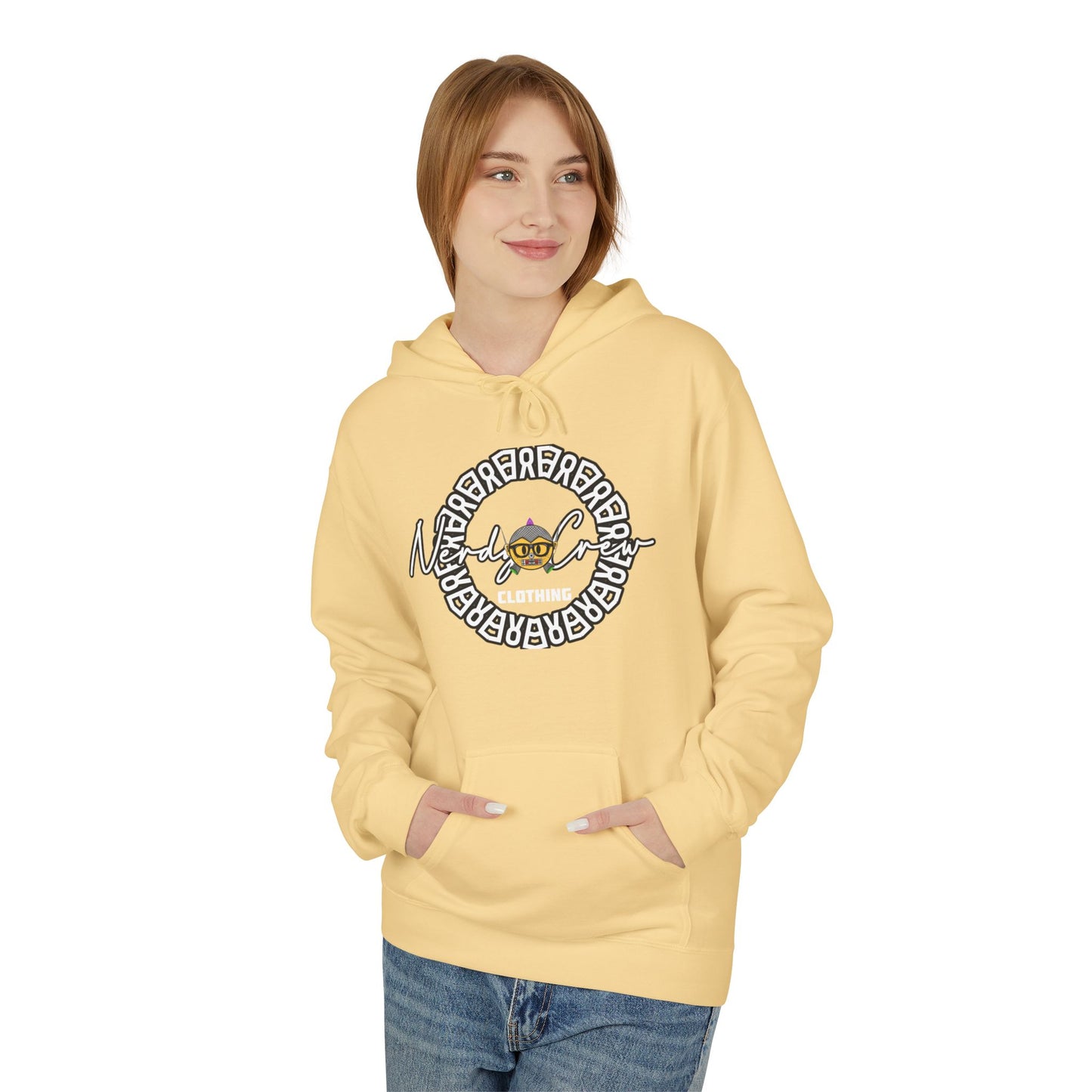 (“Nerdy Crew”) (Yellow) Unisex Midweight Softstyle Fleece Hoodie