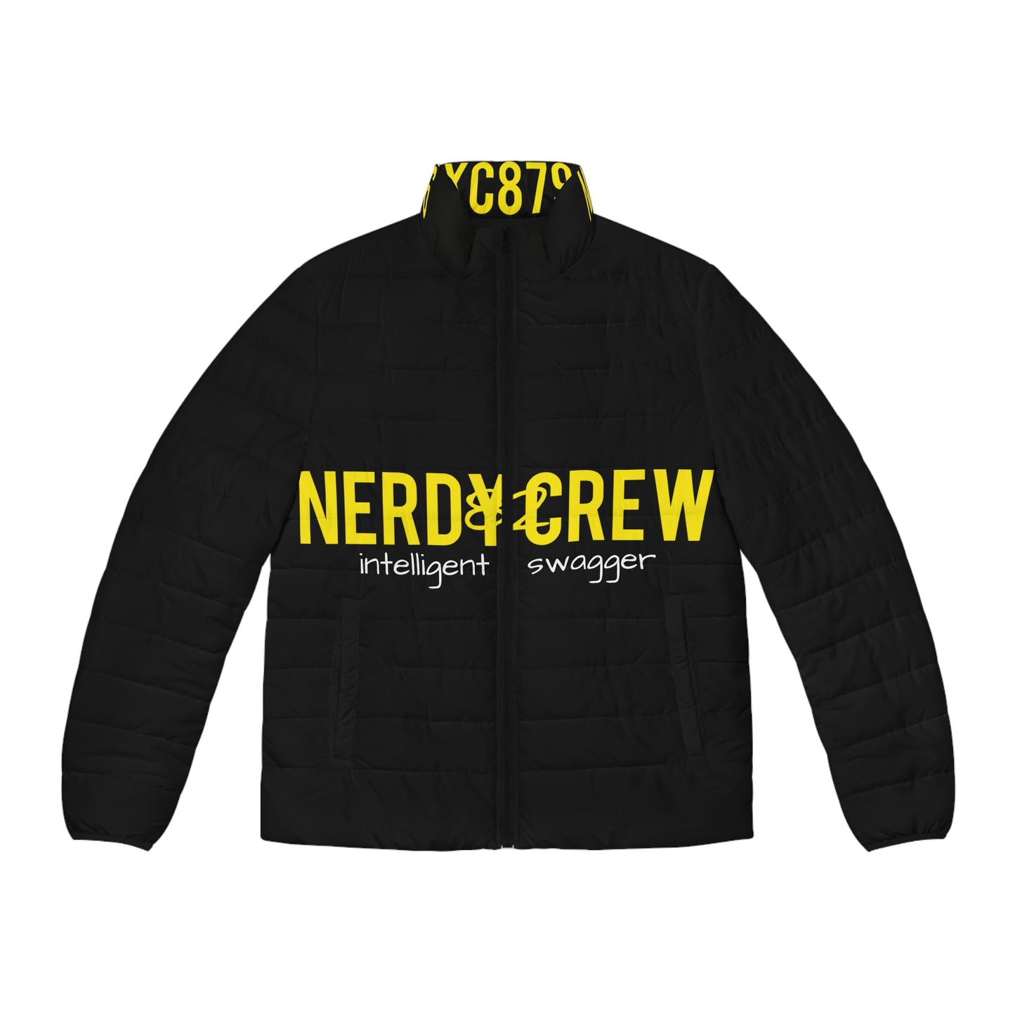 1a7 Nerdy 879 Black Nerdy Jacket Men's Puffer Jacket (AOP)