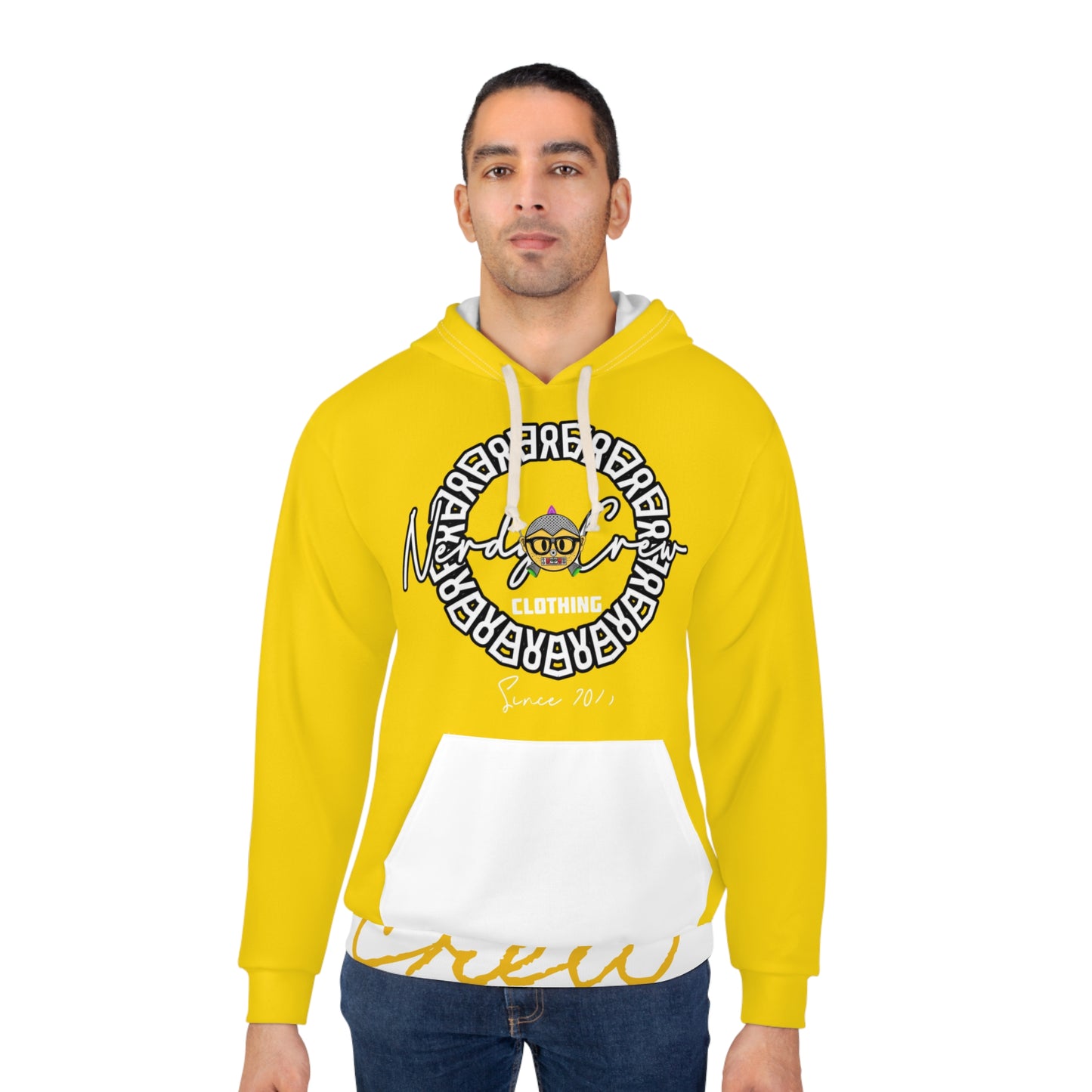 Nerdy Mustard Unisex Pullover Hoodie (AOP)