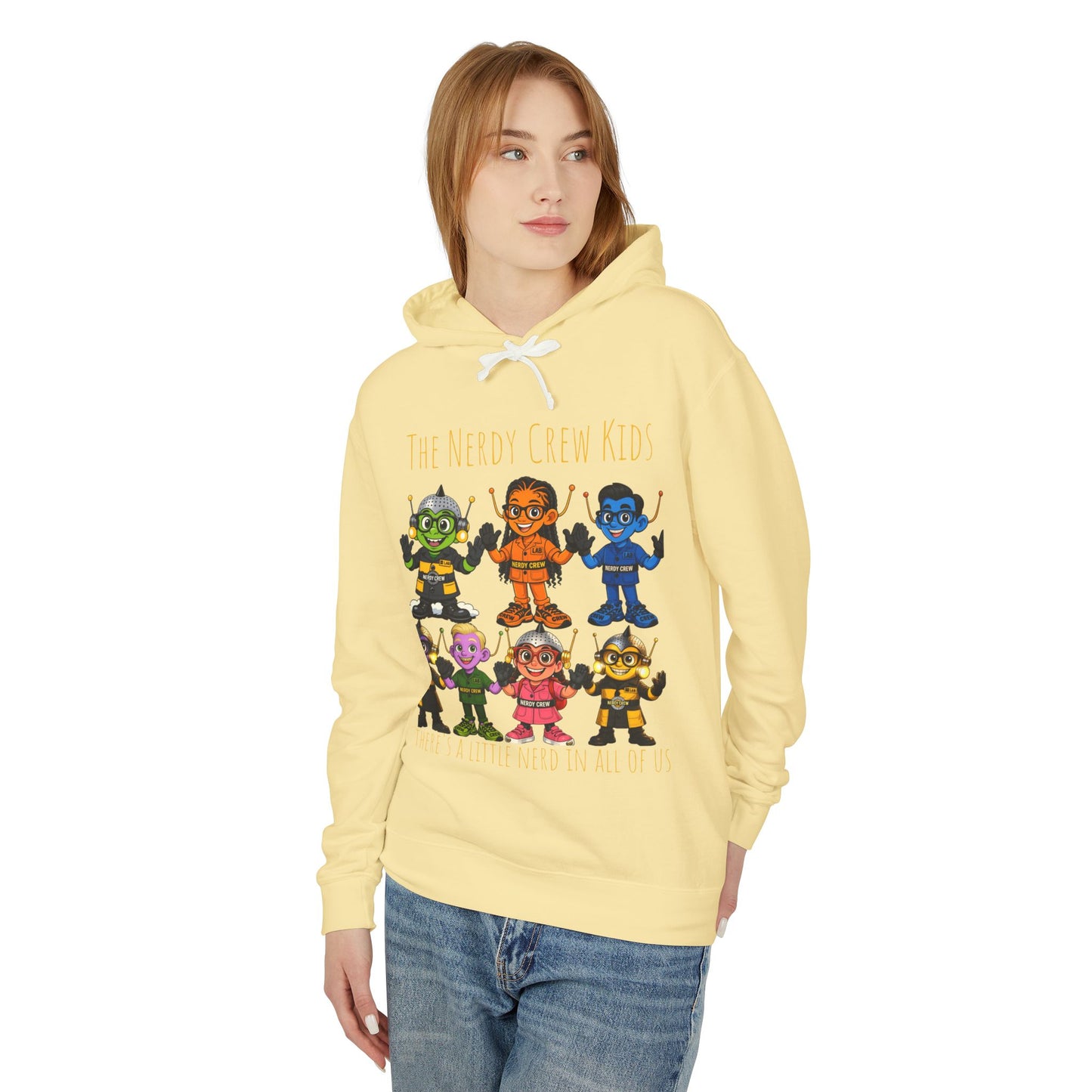 (1# The Nerdy Crew Kids”) Unisex Lightweight Hooded Sweatshirt