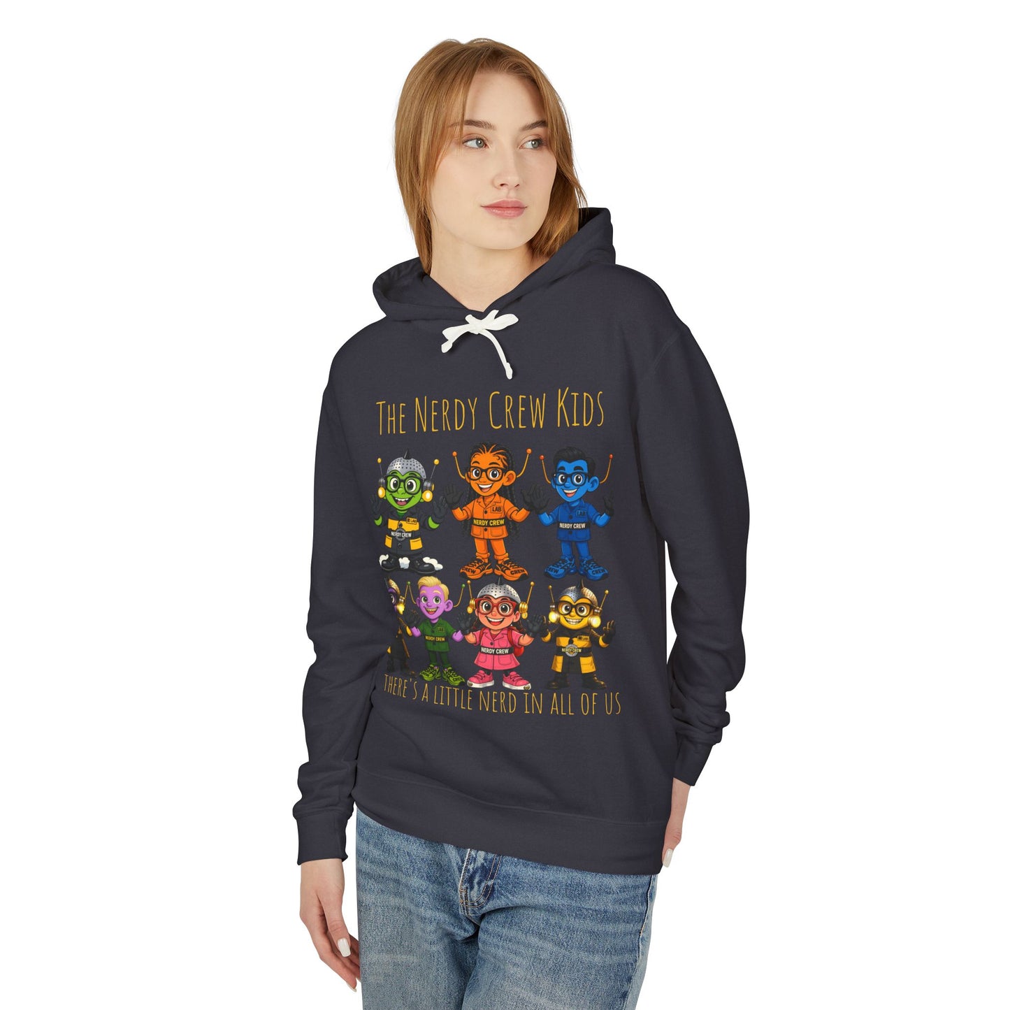 (1# The Nerdy Crew Kids”) Unisex Lightweight Hooded Sweatshirt