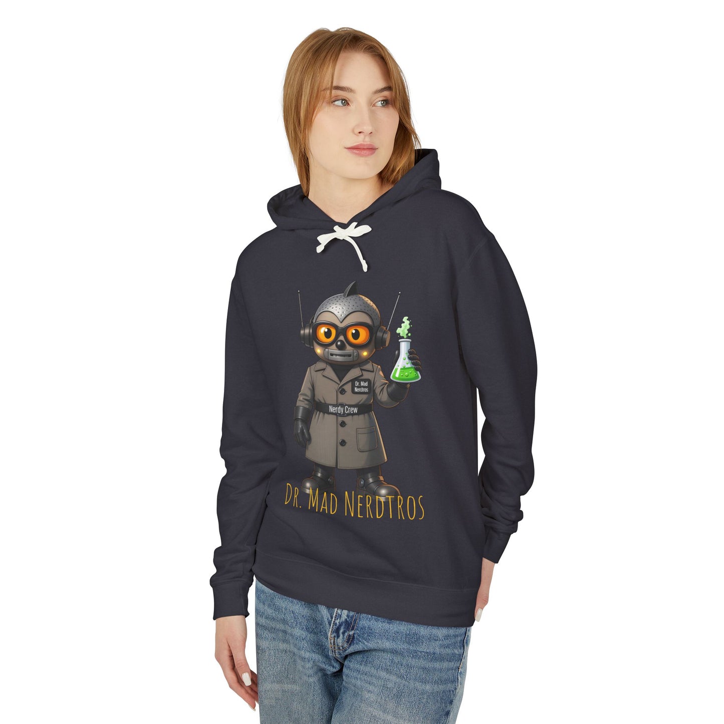 (1# Dr. Mad Nerdtros”) Unisex Lightweight Hooded Sweatshirt