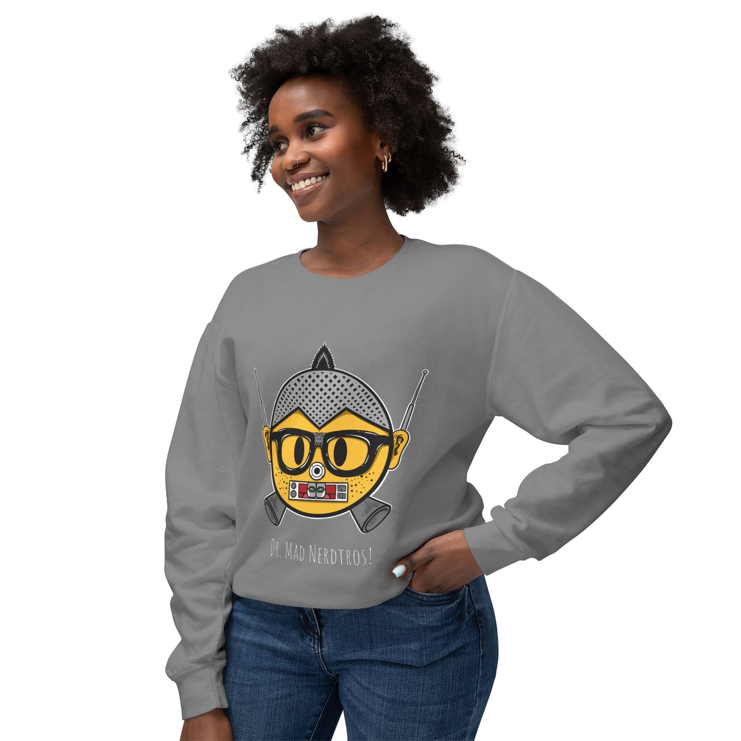 (“Mad Nerdtros Logo”) # 2 Unisex Lightweight Crewneck Sweatshirt